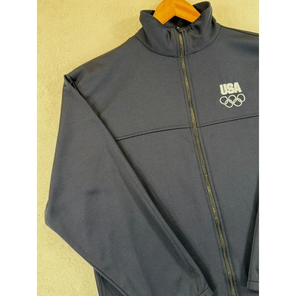 Vintage USA Olympic Committee Track Jacket Navy Blue Full Zip Mens L Made USA